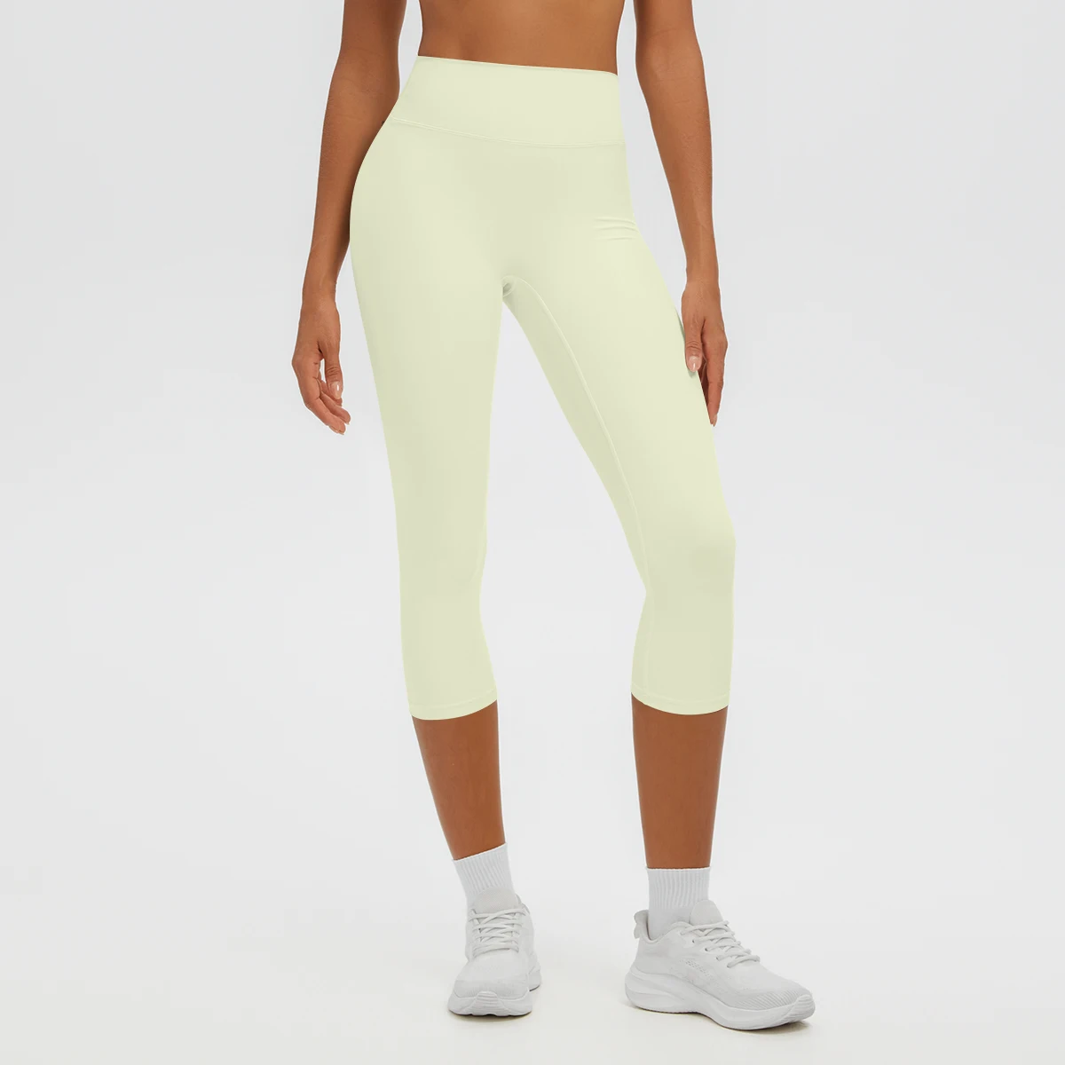 Damen-Yoga-Hosen in mittlerer Länge, einfarbig, mit hoher Dehnbarkeit, Damen-Leggings, Capri-Hosen, für Sommer, Sport, Fitnessstudio, Outdoor-Aktivitäten, Laufen, Damen-Hosen. – Detail 25