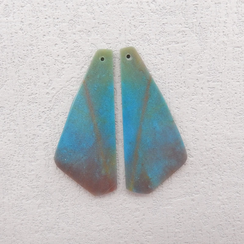 Chrysocolla Triangle EarringBeads for Jewelry Making, Handmade Natural stones beads, Polished Stones for jewelry Making Supplies