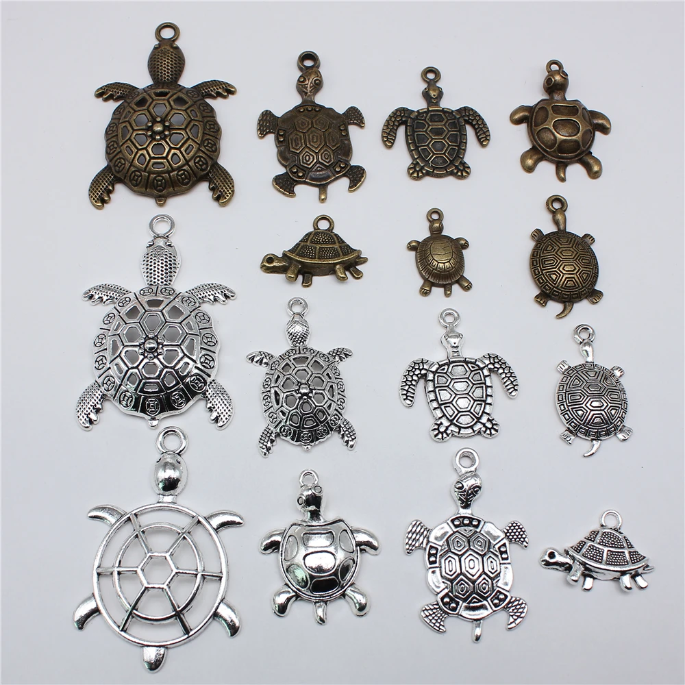 10pcs Big Size Sea Turtle Tortoise Cuckold Charms Pendant Connector Fit Necklaces Bracelets Handmade DIY Jewelry Accessories