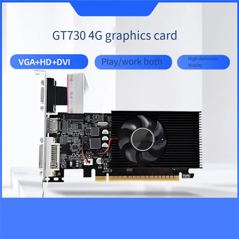 Tarjeta gráfica de juegos GT730 4G, ventilador de refrigeración, computadora de escritorio, tarjeta gráfica de oficina, interfaz de pantalla HD, tarjeta gráfica