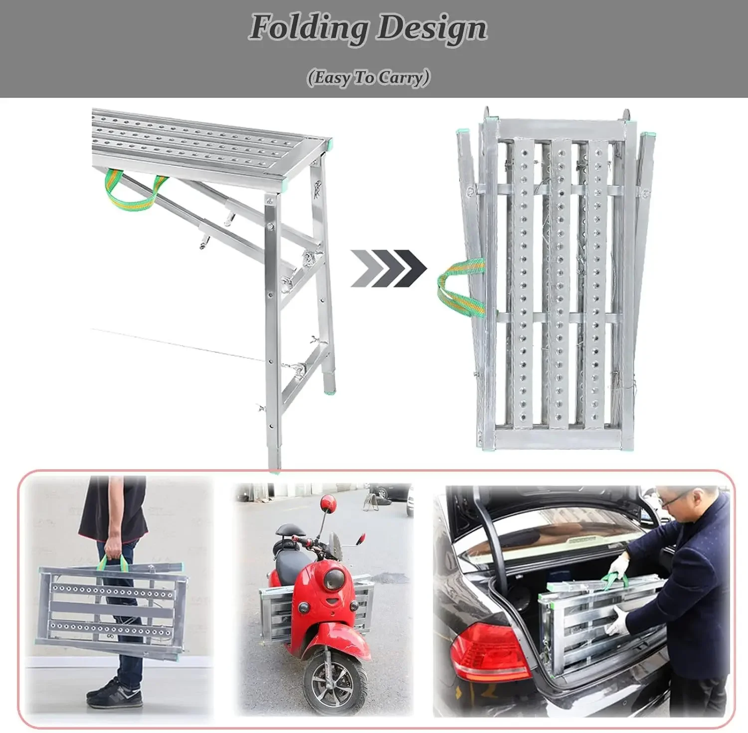 Equipment, Step Ladders, Portable Multipurpose Folding Scaffolding Work Platform Scaffold Tower Ladder Stool Bench Adjustable He