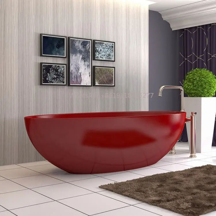 Surface Freestanding Bathtubs Custom Made Stone Bath Tub For Hotel Colorful Solid