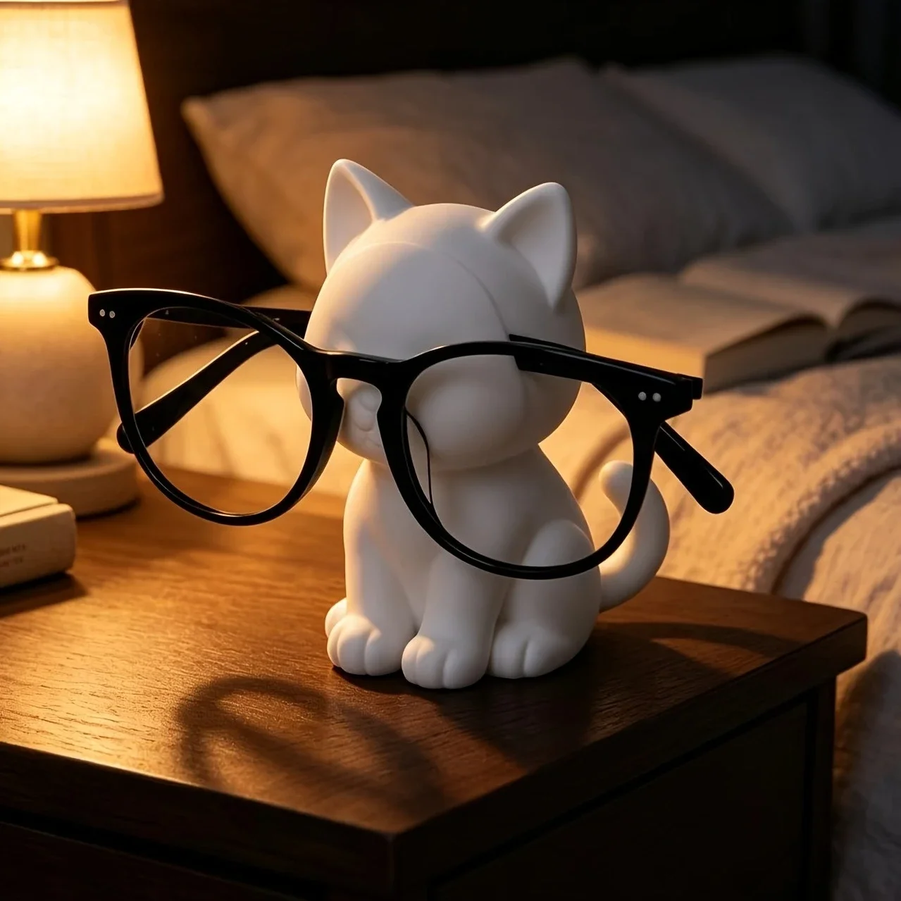 Cute Kitten Glasses Holder, Creative Glasses Storage Ornament, Desktop & Bedside Table Decor, Small Gift