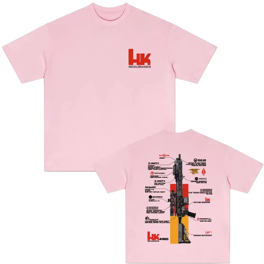 2026 Neues Herren-Grafik-T-Shirt in Heckler & Koch HK416-Design aus Baumwolle, schweißableitend, atmungsaktiv, hochwertig, lässig – Detail 5