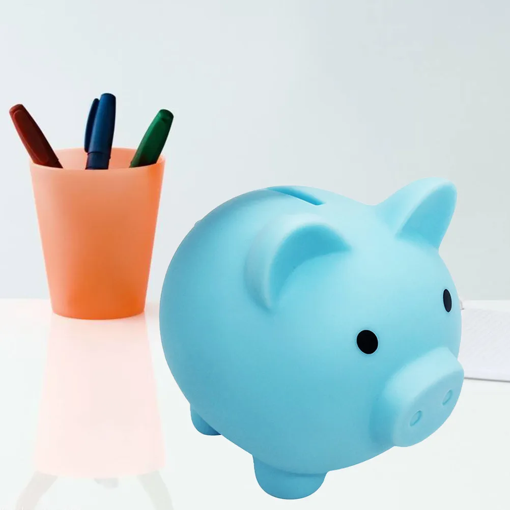 

Cartoon Piggy Coin Bank Silicone Coin Storage Container Small Change Organizer for Kids Toddlers (Blue, Size L)
