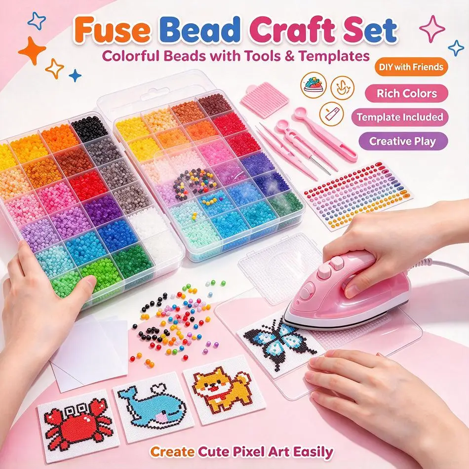 HOT 24-96 Color Hama Beads Box Embalagem Thermal Mosaic Ferro Educação Beads, Ironing Beads Fuse Beads Brinquedo DIY 2.6MM