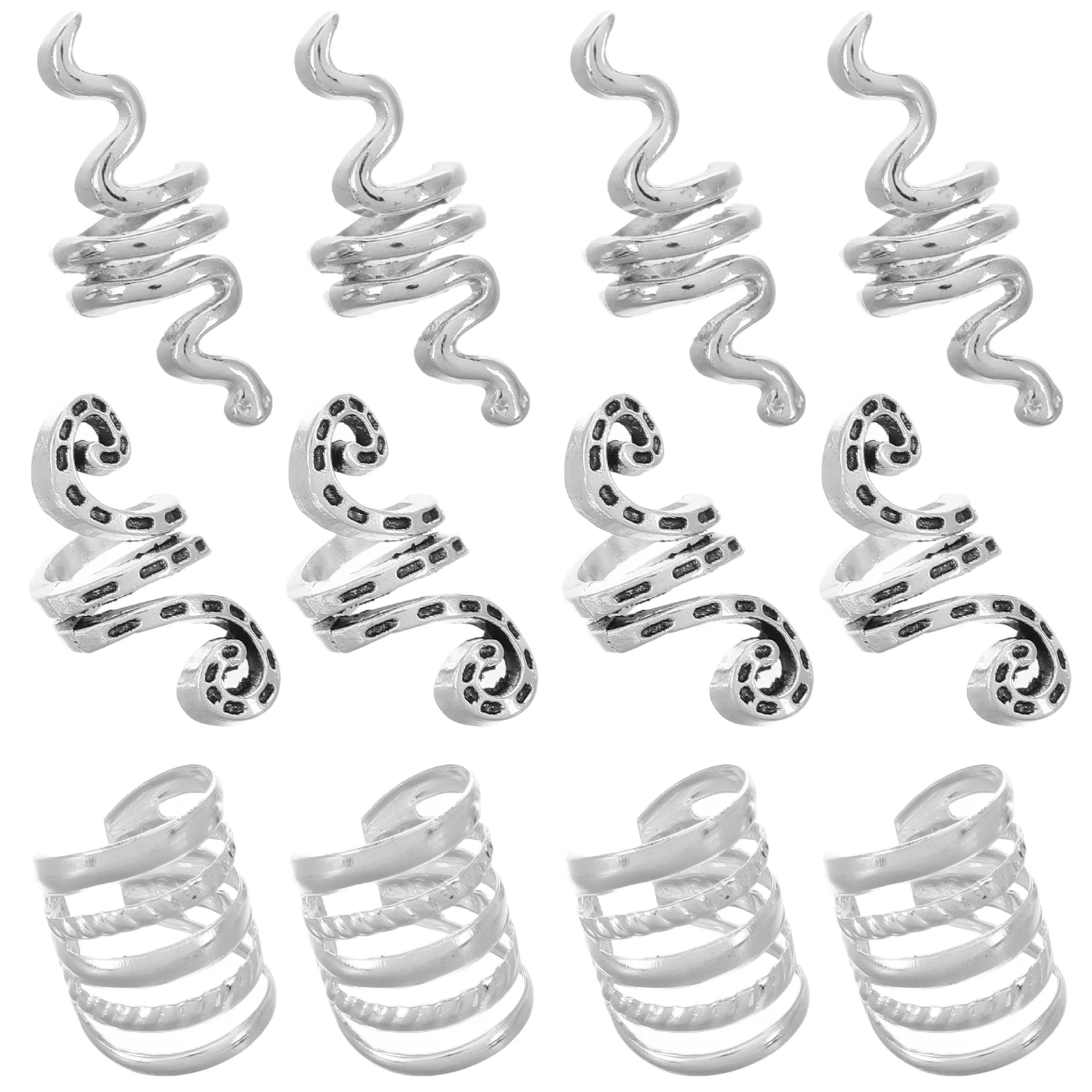 

20pcs Hair Accessories Hollow Hoop Rings for Braids Dreadlocks Wedding Party Stage Performance Zinc Alloy Silver Color