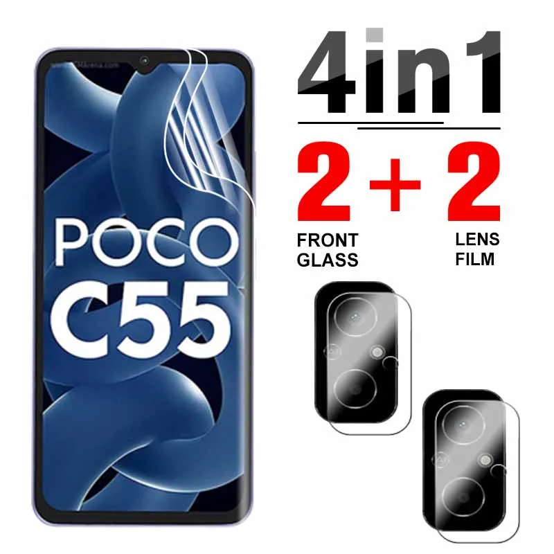 4in1 Hydrogel Film Screen Protector For Xiaomi Poco C55 4G Camera Lens Protection Little Poco C 55 55C Pococ55 Soft Film Cover