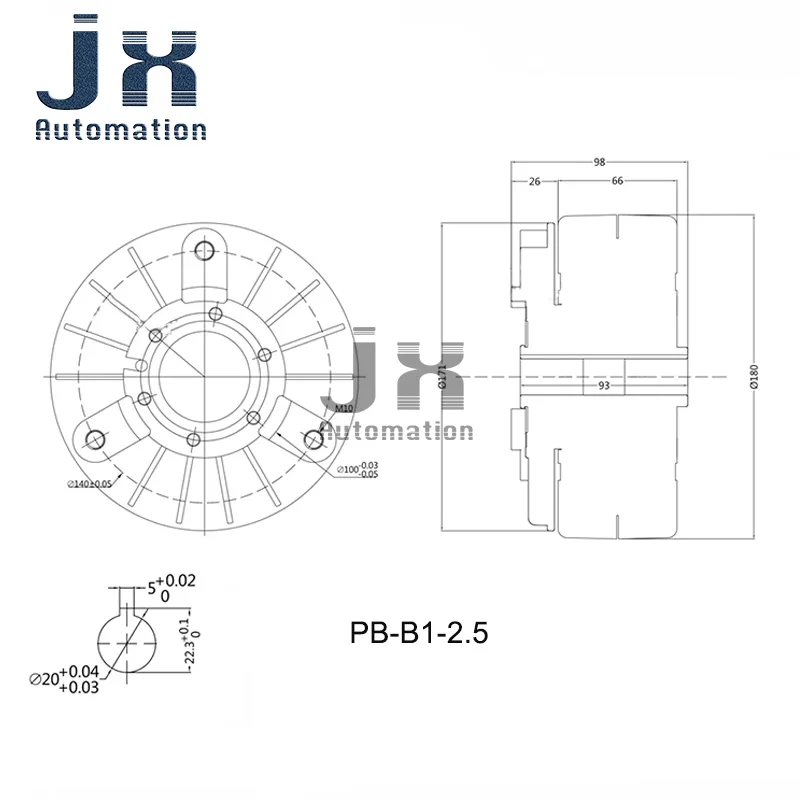 외부 회전 마그네틱 파우더 브레이크 PB-2.5B1, PB-B1 타입, 2.5kg/25Nm, DC24V