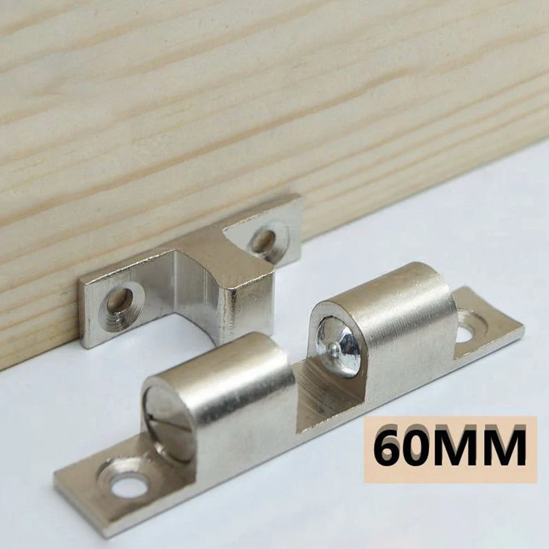 60mm Length Pure Copper Double Spring Steel Ball Catch Latch For Furniture Cupboard Cabinet Door Adjustable Closet Tension Latch