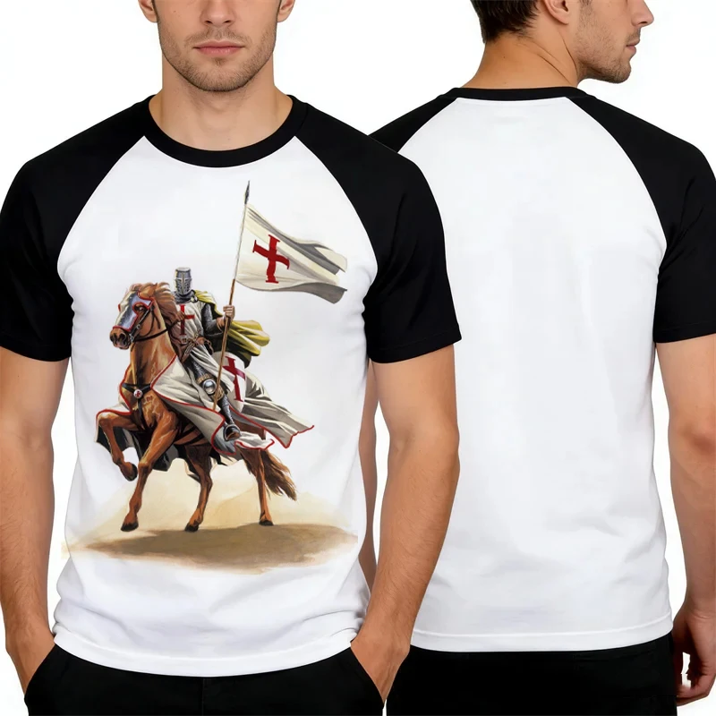 

Funny Crusader Knights Pattern Men's T Shirt Hip Hop Trend Streetwear Casual O-neck Short Sleeve Tops Summer Fashion Loose Tees