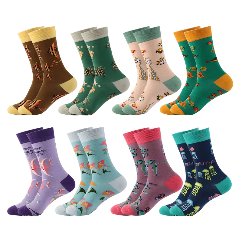 Lustige frauen Socken Gemütliche Baumwolle Socken Originalität Meeresfrüchte Tier Returnee quallen zackenbarsch Glücklich Männlichen Japanischen Harajuku Socken