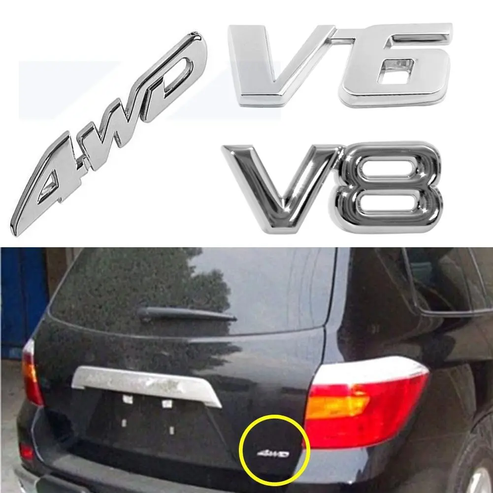 Silver Chrome  Emblem Badge Vehicle Tailgate  Car Sticker 3D Auto Decal Trunk Lid