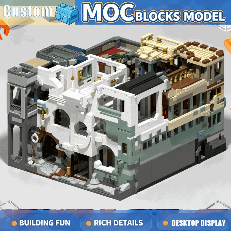5369PCS Book Nook Old Town Street Diorama Building Blocks MOC Model Custom DIY Assembly Creative Educational Home Display Gift