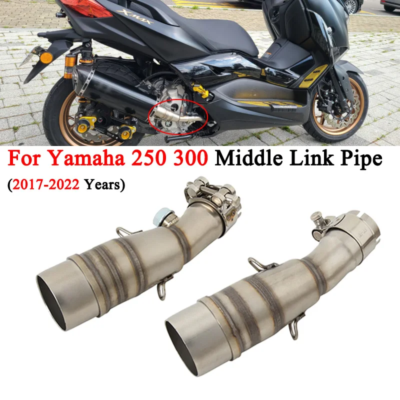 Slip On For Yamaha XMAX 250 300 XMAX250 XMAX300 Motorcycle Exhaust Escape Modify Middle Link Pipe Connecting 51mm Moto Muffler