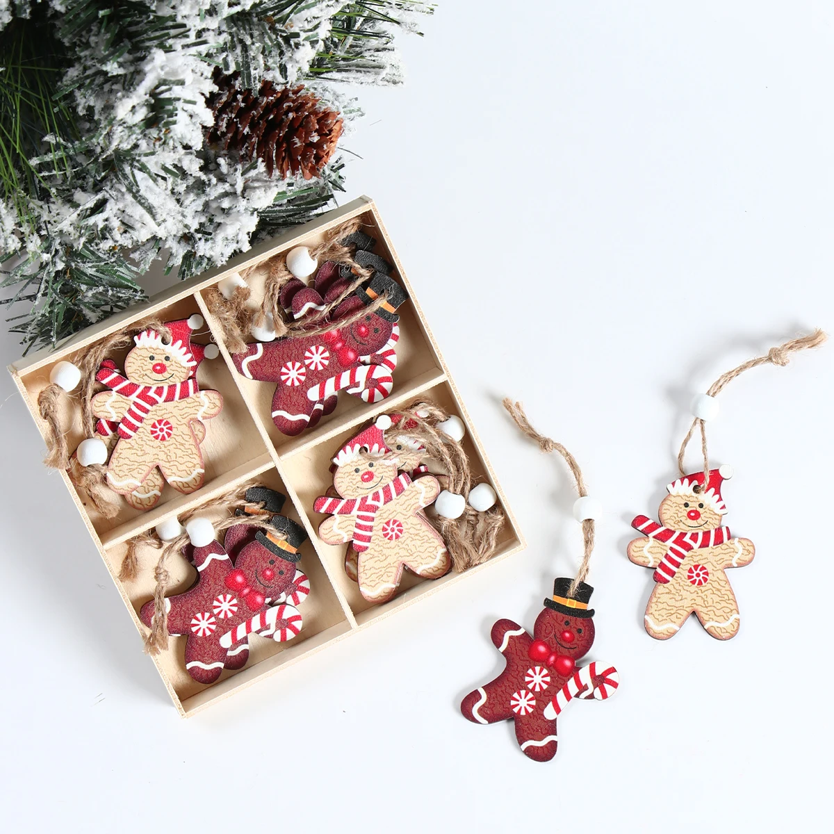 Christmas Gingerbread Man Ornaments Christmas Decoration for Home 2024 Xmas Wooden Ornament Christmas Tree Hanging Decorations