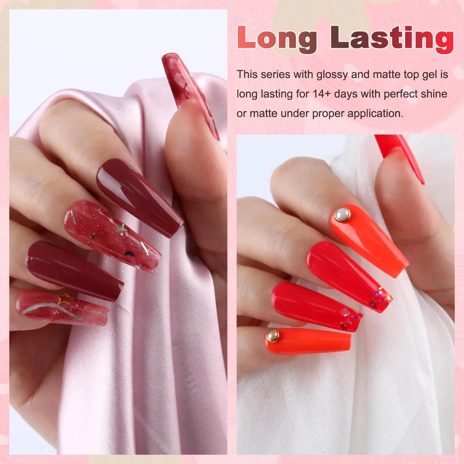 مجموعة طلاء أظافر جل مكونة من 13 قطعة - 9 ألوان حمراء ومعطف أساسي ومعطف علوي لامع غير لامع ومبرد أظافر لتقليم الأظافر #3