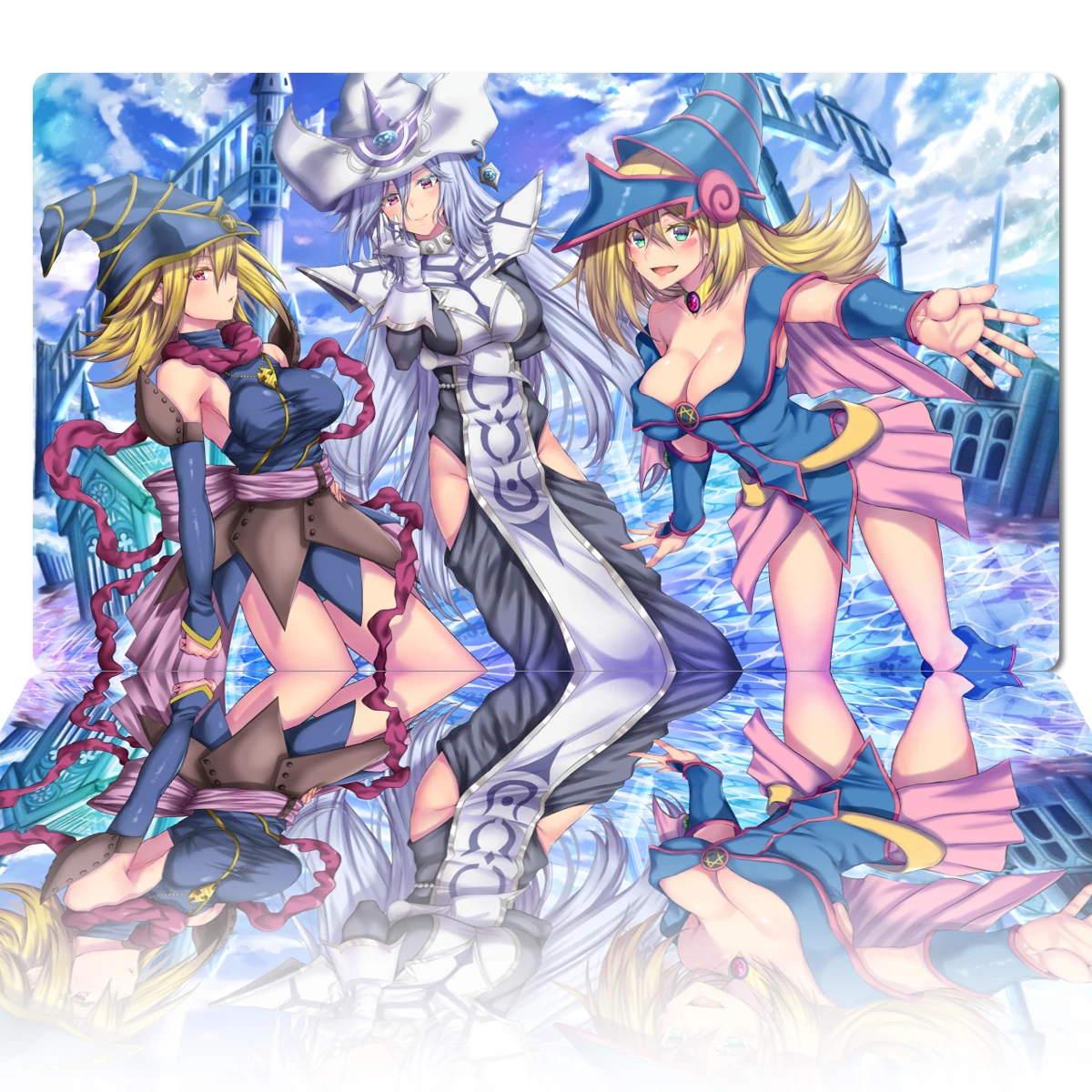 

YuGiOh Dark Magician Girl Playmat Silent Magician Gagaga Girl TCG Mat CCG Trading Card Game Mat Rubber Mouse Pad Zones Free Bag
