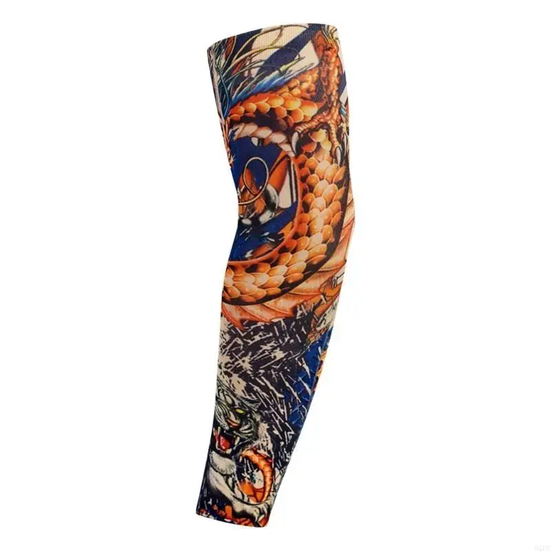 Simulation Tattooing Arm Sleeves Sun Protective Arm Covers for Cycling Driving High Elasticity Comfortable Rocking Armwear
