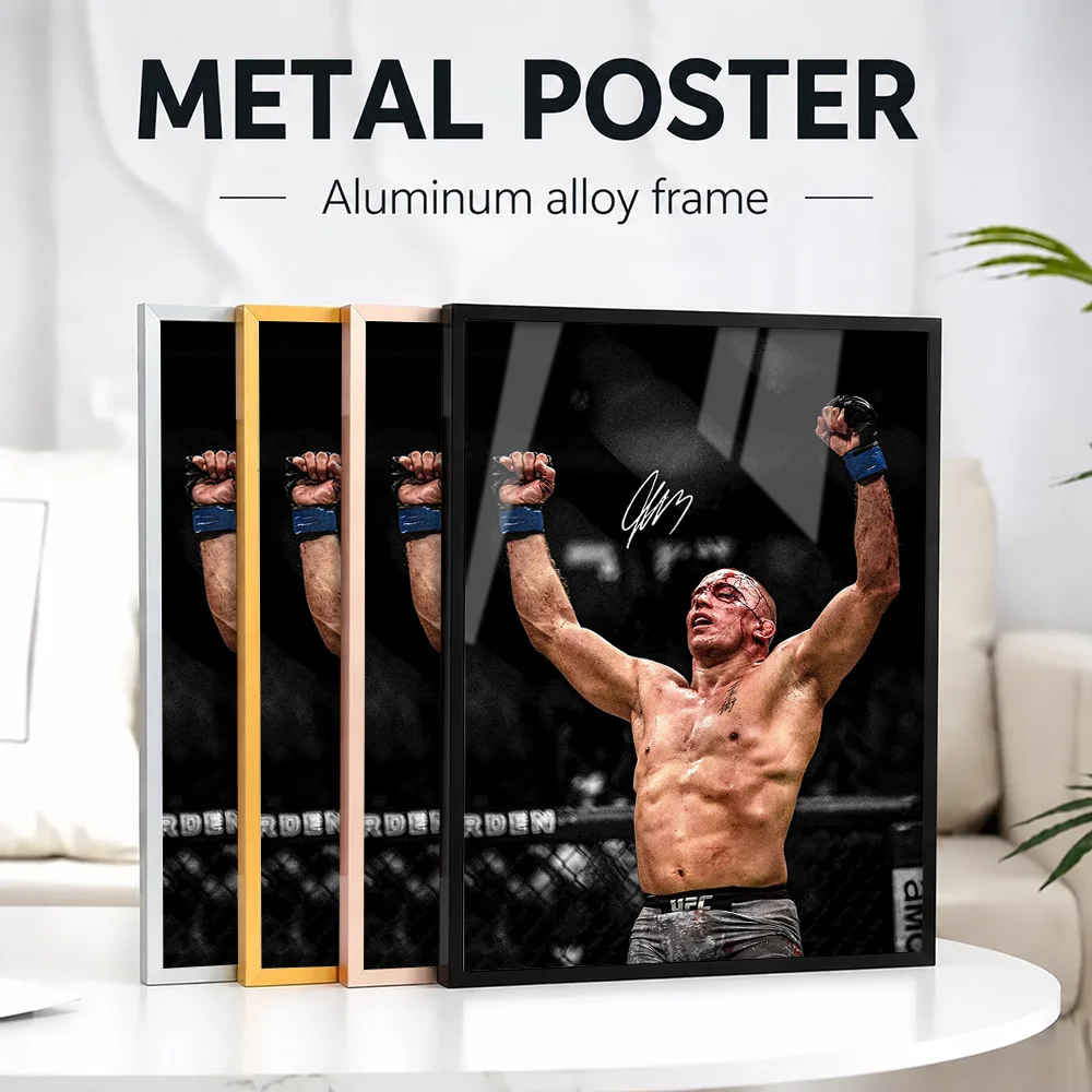 Georges St-Pierre Framed Aluminum Metal Poster Customized Photo Dynamic Athletic Style Wall Art For Fighter Gym Fight Fan Gift