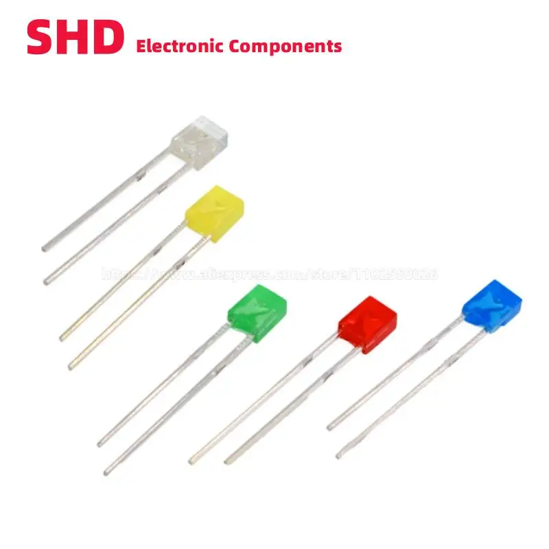 

100PCS 2*3*4MM Rectangular LED Emitting Diode Lamp White Red Green Blue Yellow Clear Diffused Color Micro DIY Indicator 3V 2x3x4