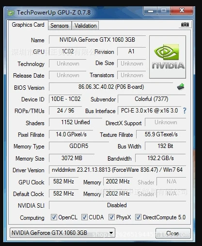 بطاقة رسومات الكمبيوتر المكتبي GTX1060 3G بطاقة رسومات PUBG Gaming Grade #6