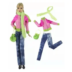 Winter 1/6 BJD Puppe Kleidung für Barbie Puppe Outfits Mantel Jacke Jeans Hosen Schal Tasche Weihnachten Geschenk 11.5 