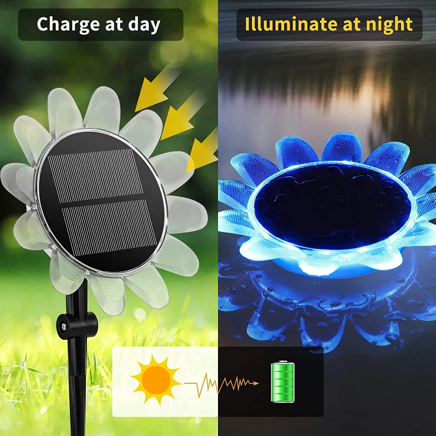 Solar Floating Pool Lights with Colorful Changing IP68 Waterproof Sunflower Solar Swimming Pool Light for Fountain Fish Ponds