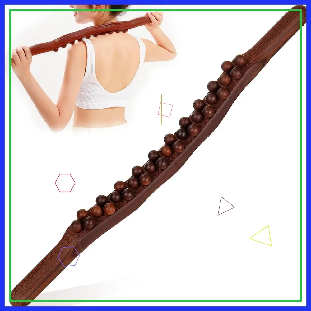 

Деревянный массажный стик Гуаша с 31 бусиной для снятия боли в спине, лимфодренажа и коррекции фигуры