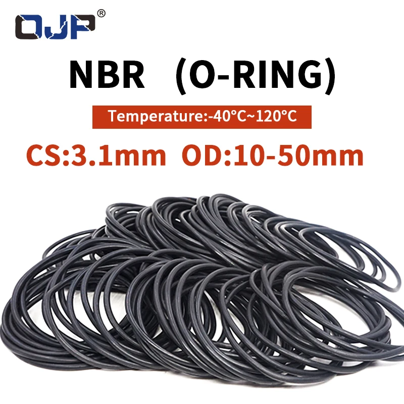 

NBR O Ring Seal Gasket Thickness CS3.1mm OD10-50mm Wear Resistant Automobile Petrol Nitrile Rubber O-Ring Waterproof Black