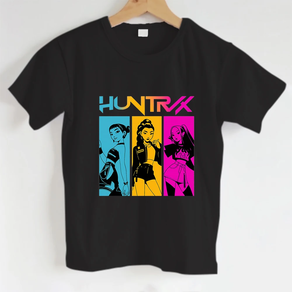 

Футболка Kpop Demon Hunters Huntrix 2026 для мальчиков и девочек, подарок для фанатов, летняя футболка с круглым вырезом и коротким рукавом, модная детская футболка, подарок