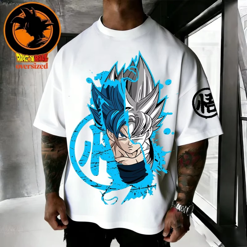 

2026 Summer Dragon Ball Retro High Quality Cotton Men's T-shirt Oversized Goku Printed Unisex Children's Casual Short Sleeves