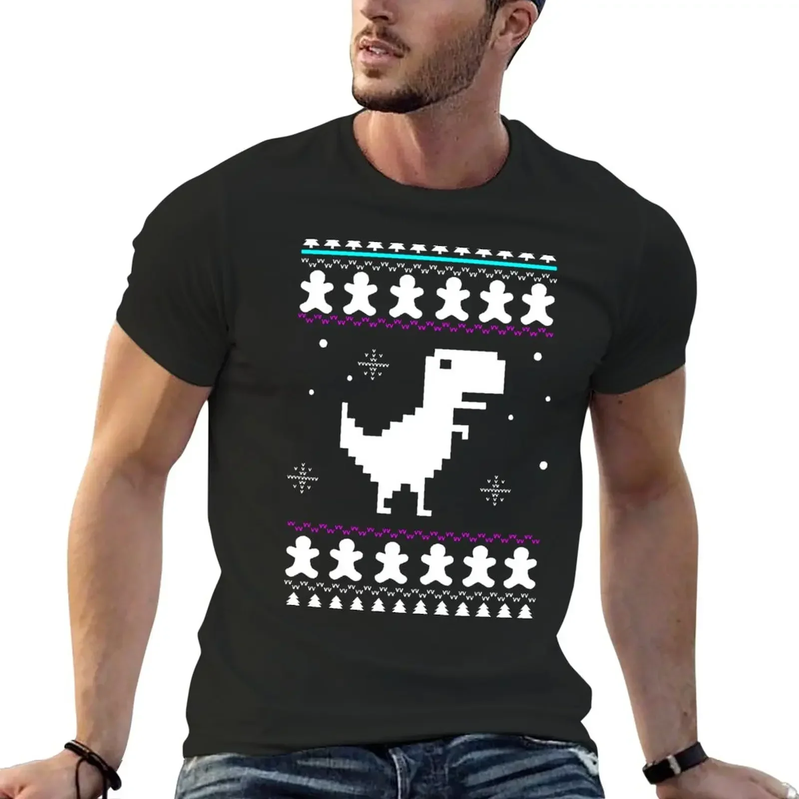 

8-Bit Dinosaur Christmas Jumper, Dino Xmas Ugly Sweater T-Shirt new edition sweat oversized t shirts for men