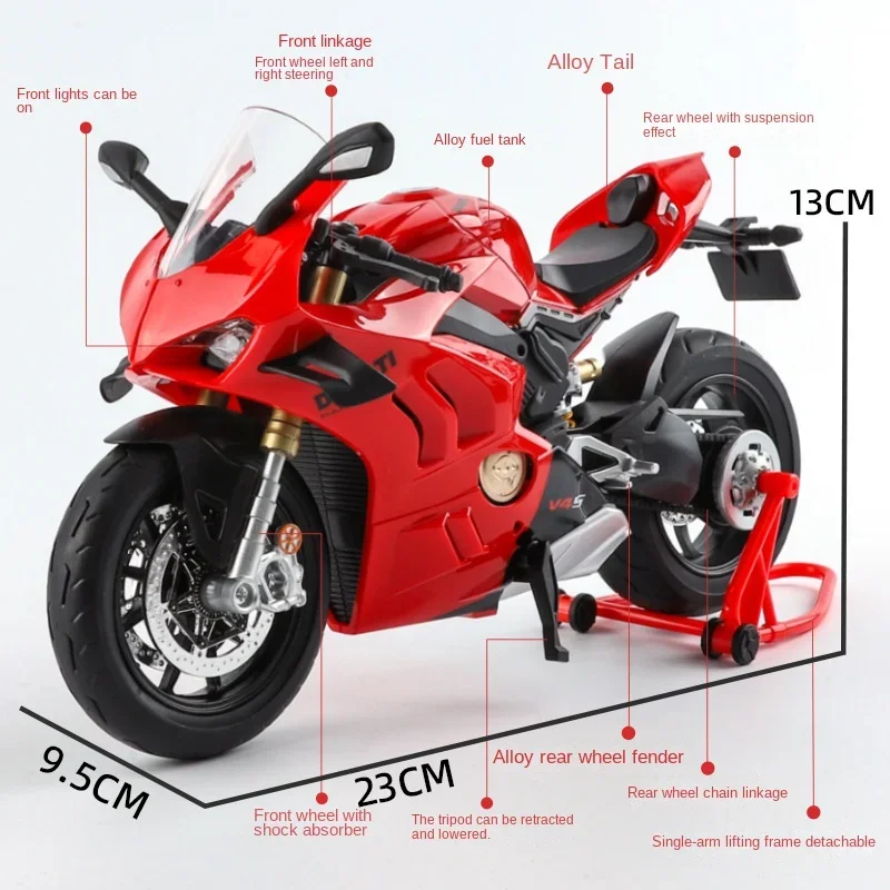 1:9 Ducati Alloy Motorcycle Model Toy for Children Boy Display and Collection with Realistic Design Kids Toys Boys Diecast 4-6y