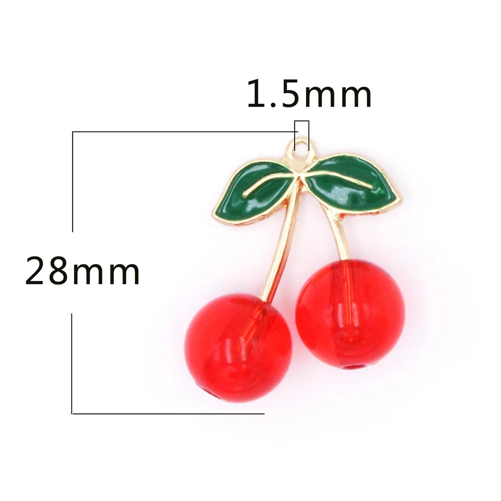 

10Pcs Cherry Necklace Pendants Red DIY Jewelry Crafting Charms Accessories for Bracelets Earring Drops Key Chains