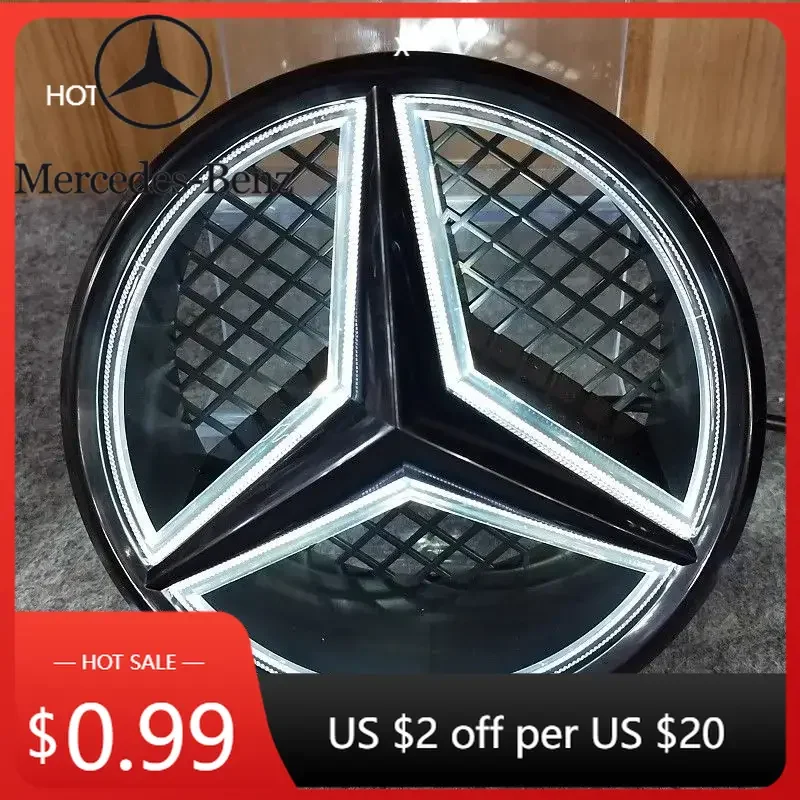 

Автомобильная наклейка 18,5 см полый стиль, эмблема передней решетки автомобиля со светодиодной базой для Mercedes Benz C CLASS W204 GLK W204 B W245 VITO W447 W4