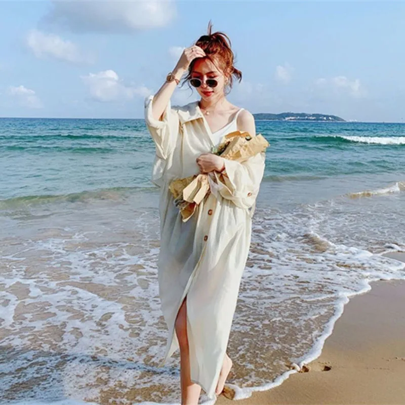 2026 frauen Sonnenschutz Kleidung Frühling Sommer Neue Lose Elegante Hemd Kleid Vielseitig Gut aussehende Frau Windjacke Oberbekleidung