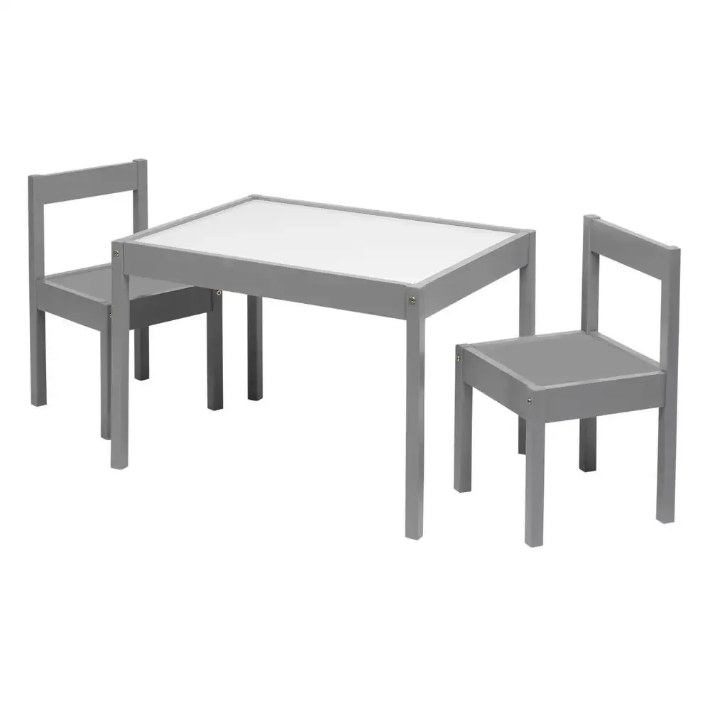 Kids 'Mesa e Cadeira Set, Gray Rubberwood Legs, Estável Área de Jogo Seguro, Fácil Limpar, Secar Superfície Erase, 1 a 5 Anos Criança Design