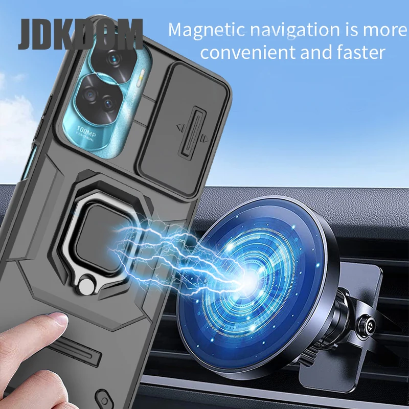 JDKDOM Shockproof Push Window Bracket Case For Honor 400 Pro Lite X9A X9B X9C Smart Cover