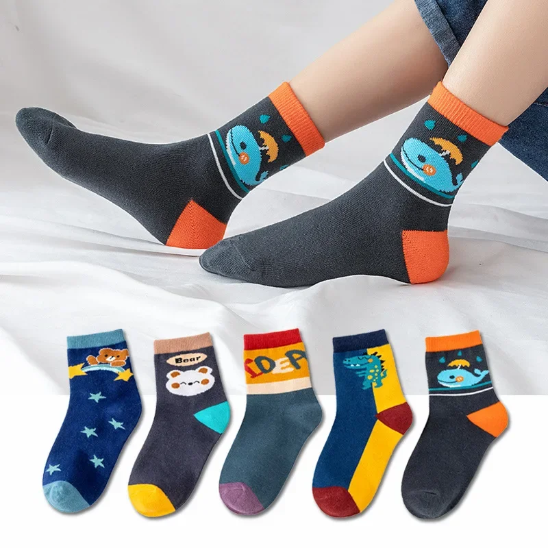 5 Paar Baby-Kindersocken, Cartoon-Frühlings-Herbst-Tier-Kindersocken, Mädchen, süßer Junge, Kleinkind-Socken, 1–12 Jahre – Detail 4