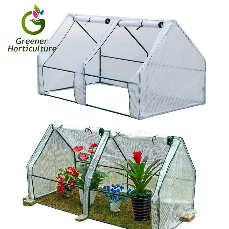 Portable Seedling Greenhouse with Zippered Doors, Mini Greenhouse, PVC Cover, Outdoor, Green House, Garden, 180x90x90cm