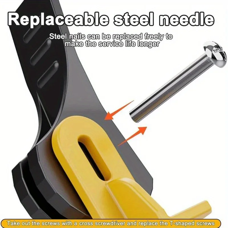 10-pcs Reusable Plastic Tile Leveling System, Handheld Floor Tile Leveler with Replaceable Steel Needles and Positioning Buckles