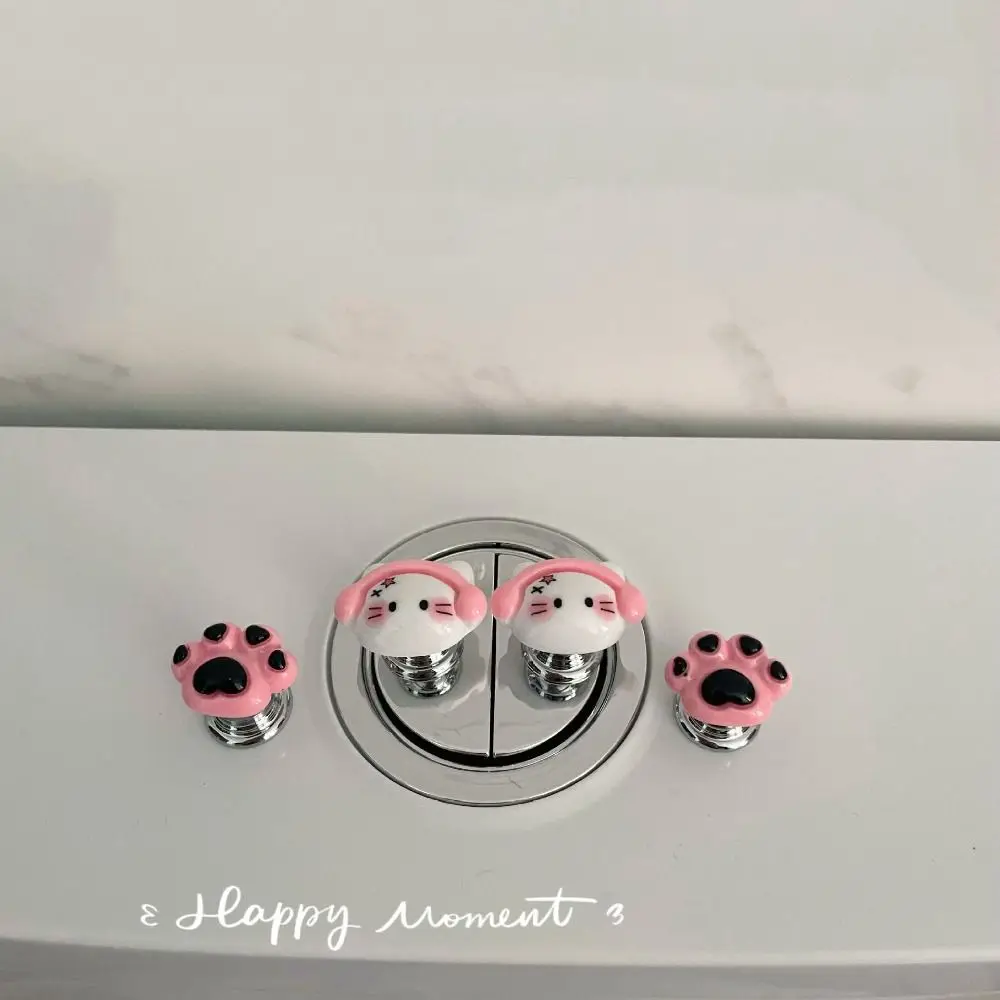 Creative Cute Toilet Press Button Portable Useful Bathing Room Water Tank Push Switch Tool Cabinet Door Drawer Handle