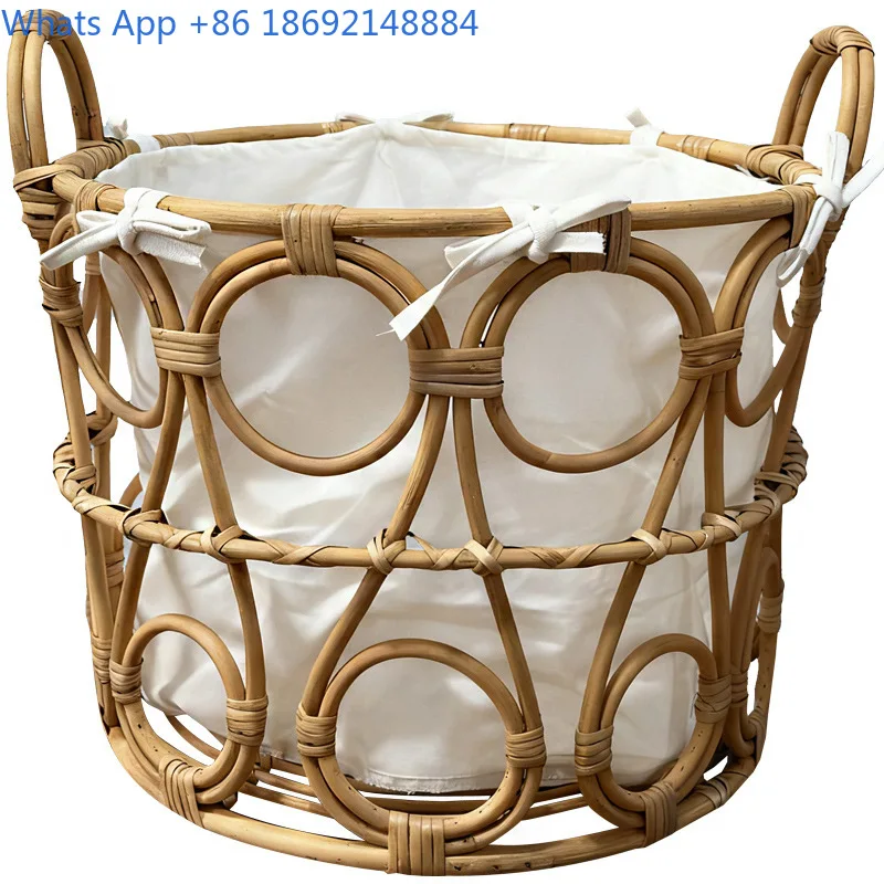 Round Woven Handheld Storage Basket for Home Laundry and Bathroom Organization