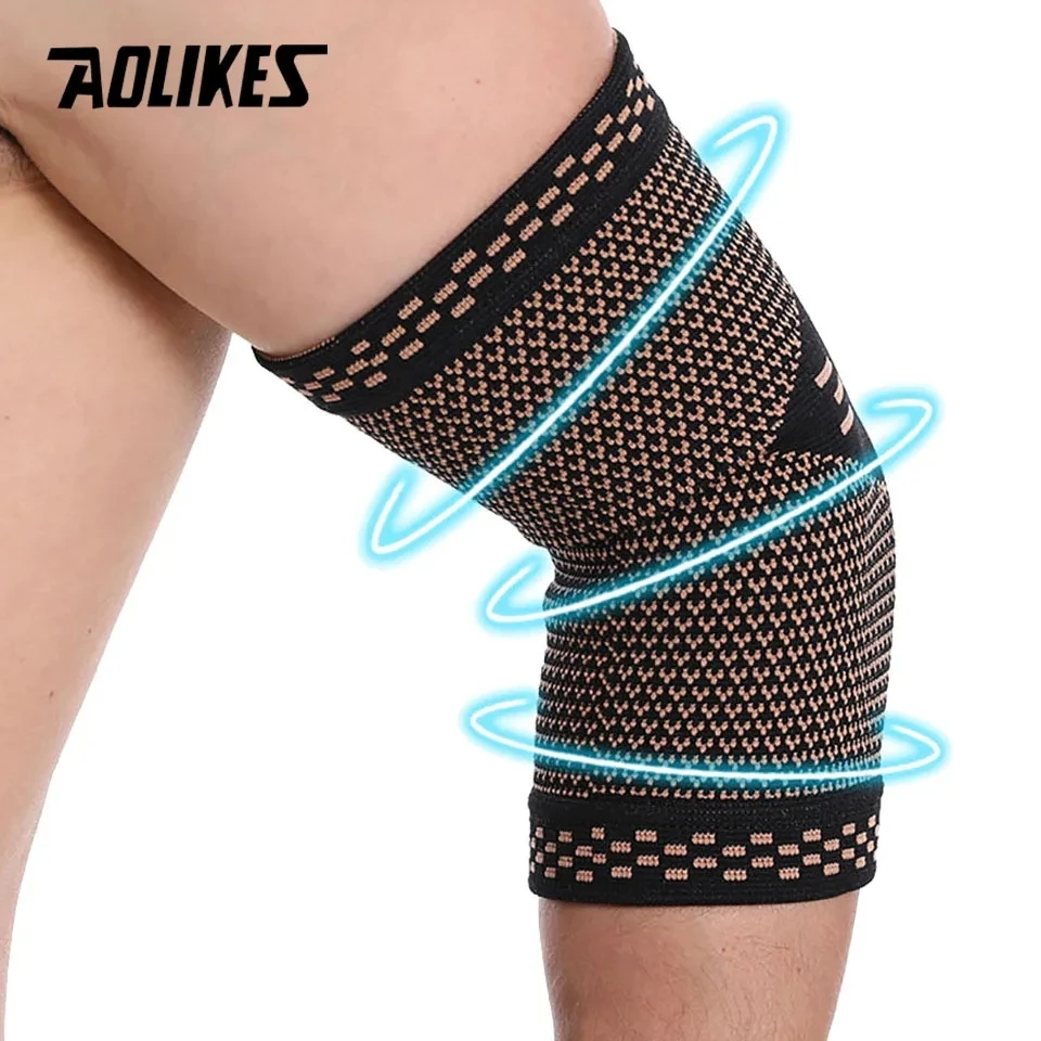 AOLIKES Copper Nylon Elbow Pads Brace Copper Elbow Sleeve Compression for Sports Workout Arthritis Pain Relief and Support