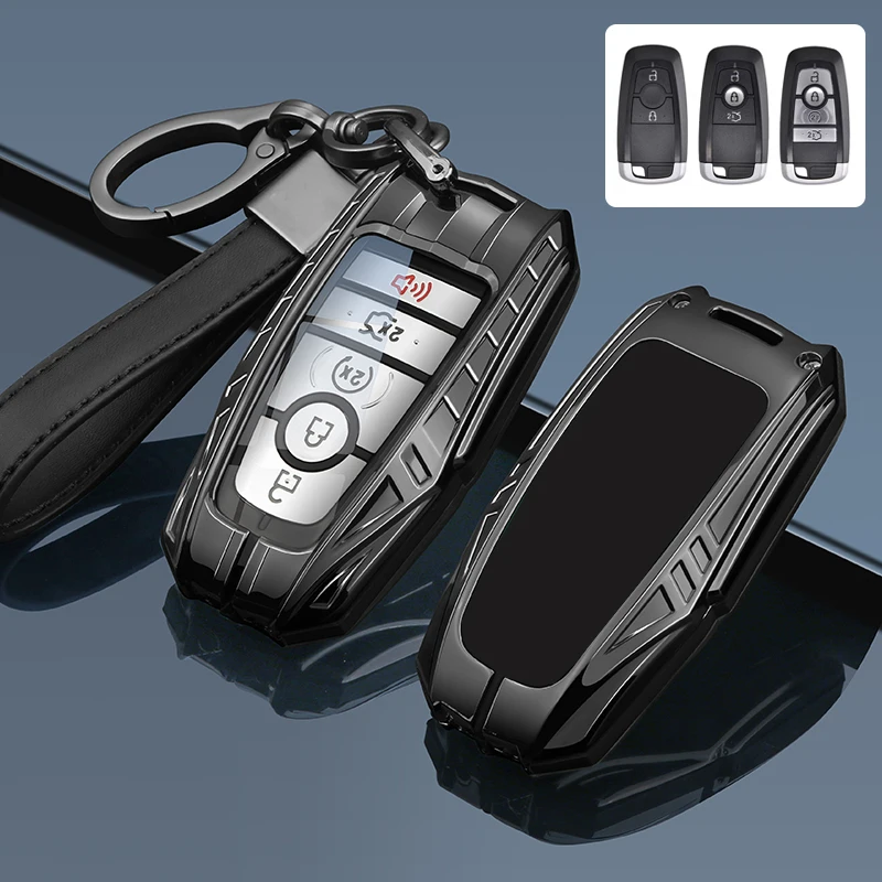 ICAR for Ford Edge Fusion Mustang Explorer F150 F250 F350 Ecosport Smart Car Key Case Zinc Alloy Remote Key Cover Fob Keychain