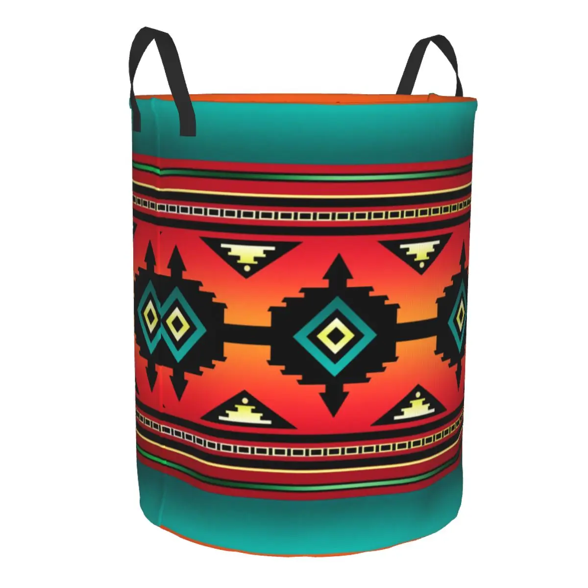 Custom Navajo Geometric Pattern Indian Ethnic Laundry Basket Collapsible Baby Hamper for Nursery Toys Organizer Storage Bins