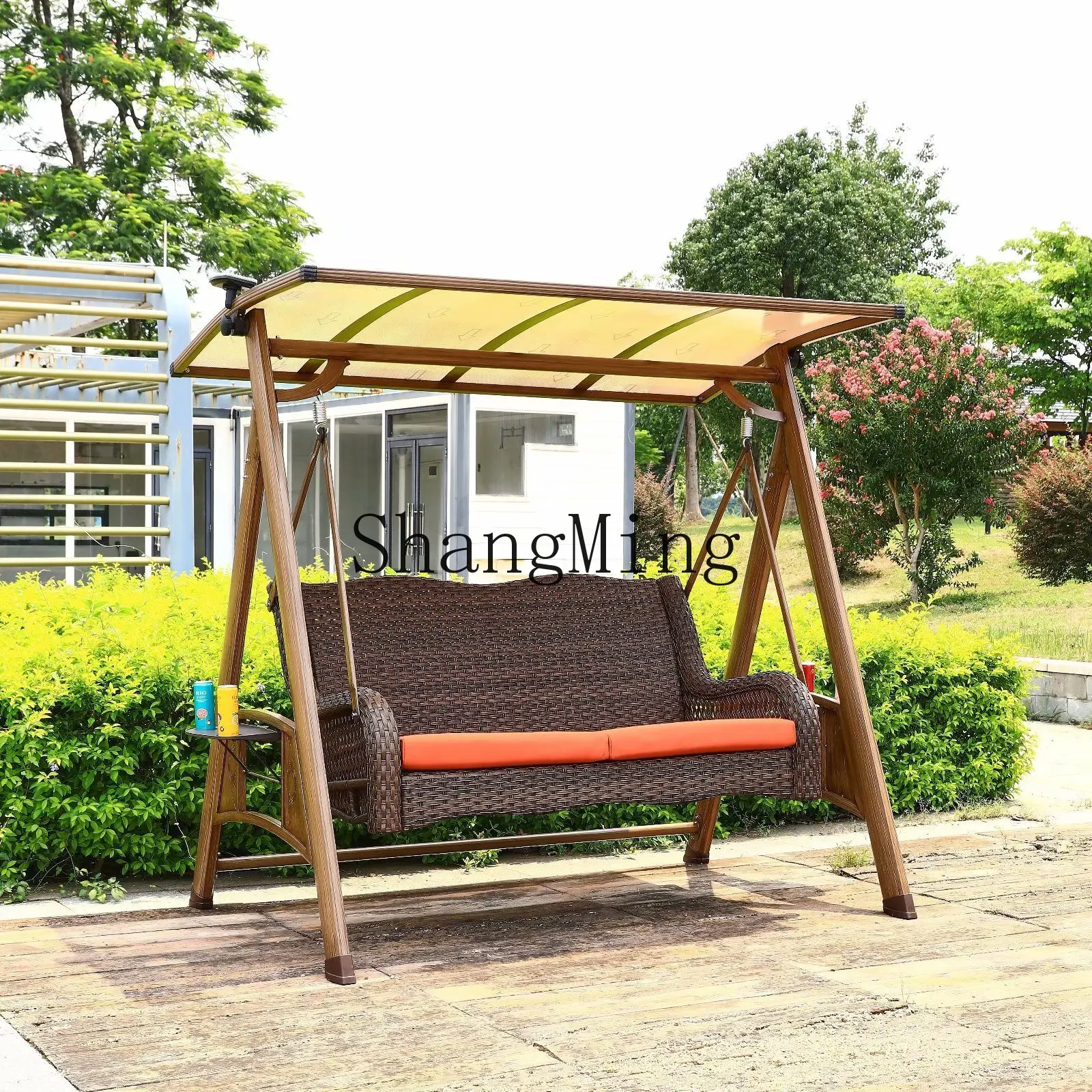 Huśtawka podwójna CL do ogrodu, na balkon, meble ogrodowe, huśtawka rekreacyjna, parasol, wiszące krzesło