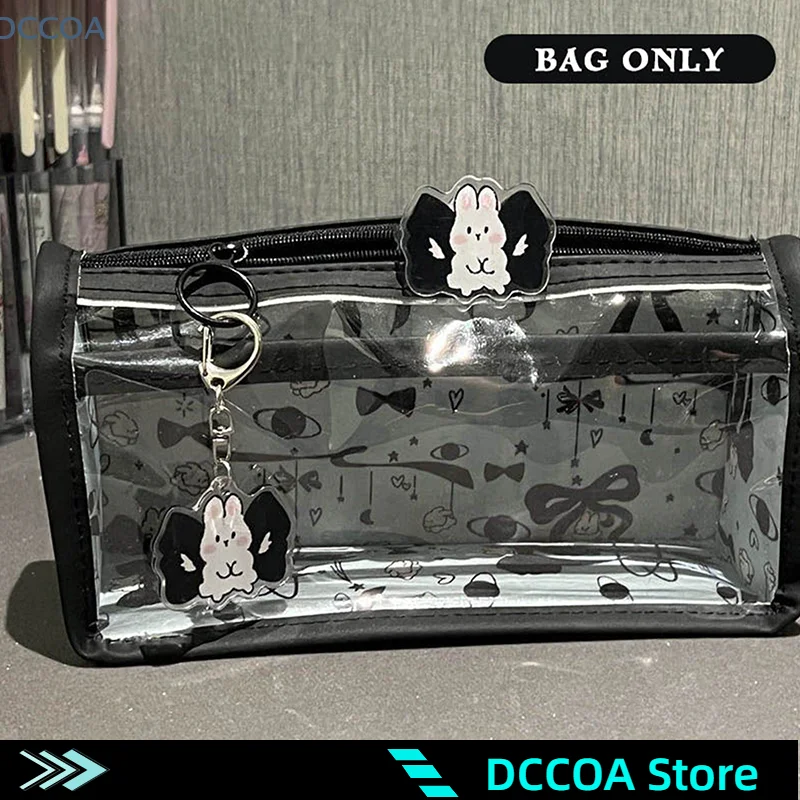 Cartoon Translucent Pencil Case Multi-layer Vertical Large-capacity Stationery Storage Bag School Supply Cosmetic Bag