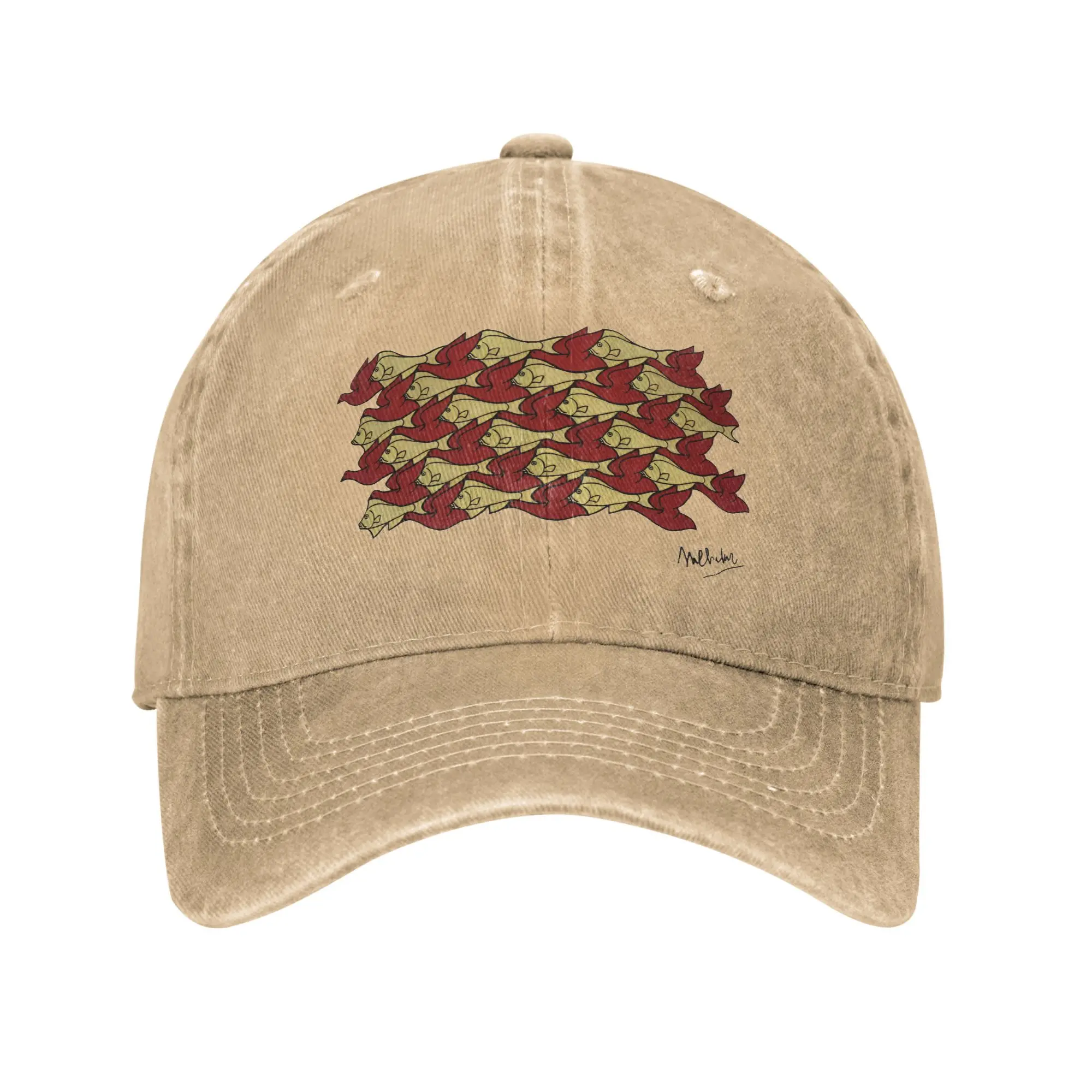 MC Escher 1938 Artistic Unisex Baseball Cap Classic Art Distressed Denim Washed Hats Cap Outdoor Workouts Adjustable Headwear